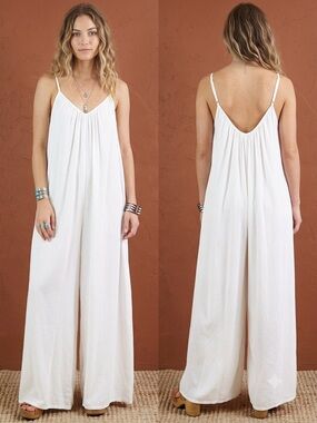 TYSA Boho White Wide Leg Cami Jumpsuit Playsuit Women’s Size XS/S